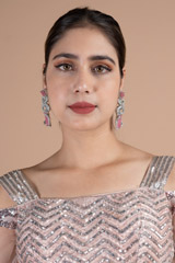 Salmon Pink Zircon Earrings5691 video